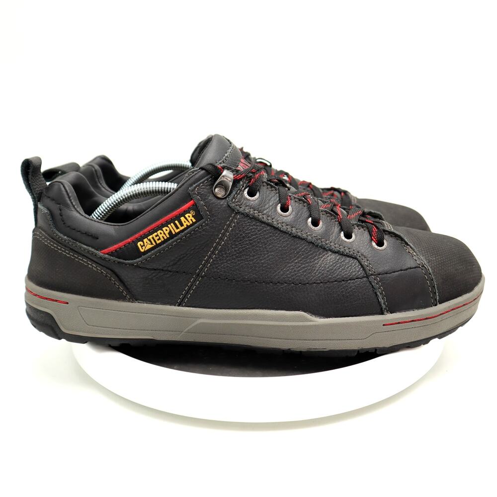 Caterpillar Steel Toe Mens Size 12 Shoes Brode Working Black Leather Low Top